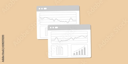 Multiple savings account dashboard, interest rate charts, growth projections and financial reports. High yield savings comparison concept scene. 