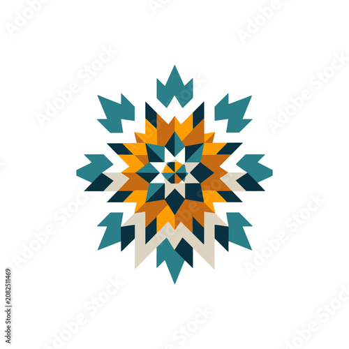 Colorful Geometric Snowflake Vector Design