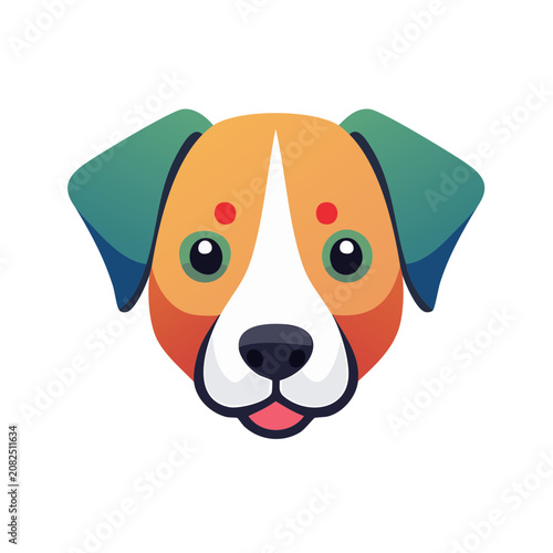 Flat Design Dog Face Illustration