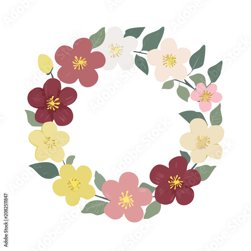 Colorful flat illustration flower wreath