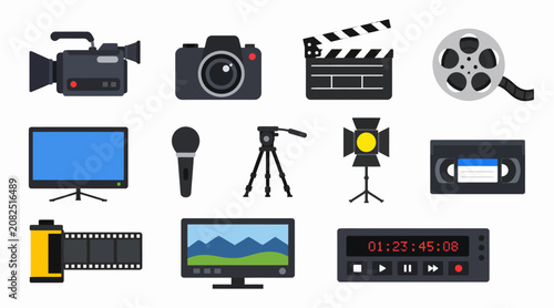 Collection of Film and Photography Equipment Icons.