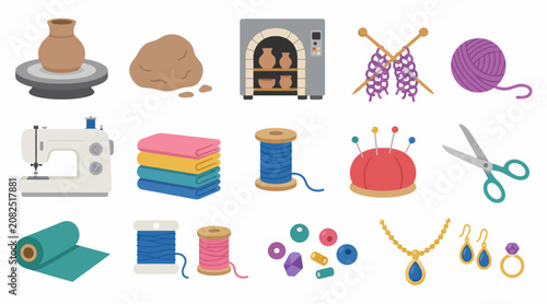 Bilde på lerret Colorful Crafting and Sewing Supplies Collection.