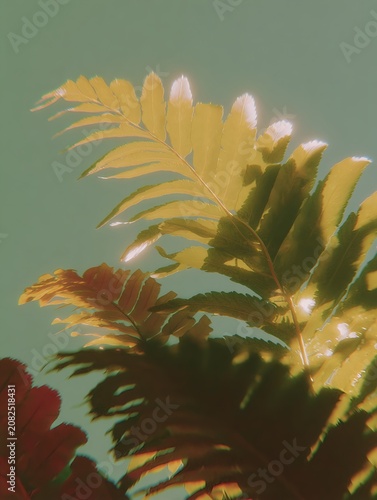 New Zealand tree fern on a muted green background