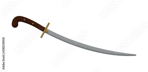 Bild auf Leinwand Flat vector illustration of a traditional oriental scimitar sword