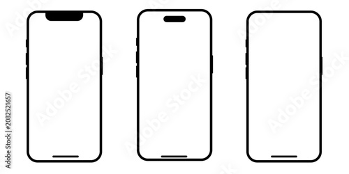 Smartphone frame mockup set, modern mobile screen template
