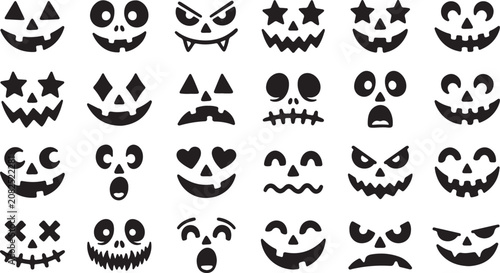 фотографія Collection of various spooky Halloween face icons and symbols