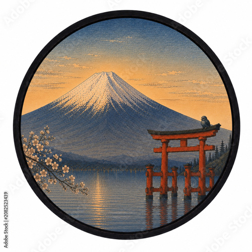 Canvastavla 名称未設定のデザイン - 1
Traditional Japanese Mount Fuji Sunset with Torii Gate and Small