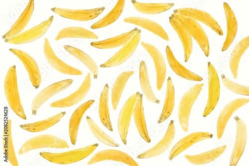 Watercolor tropical banana pattern background. Banana pattern background colorful summer tropical fruit. Tropical banana pattern summer background