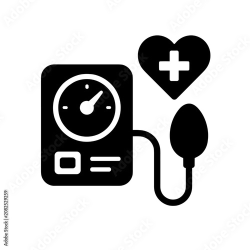 Fotografie Blood pressure monitor paired with a heart icon illustrates the importance of monitoring cardiovascular health