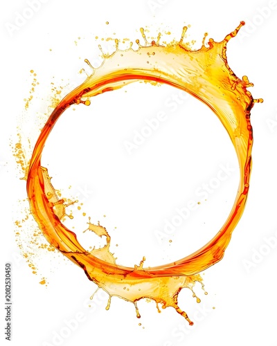 orange splash forming circle isolated on white background