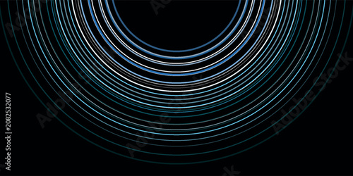 Фотография Concentric Circular Light Rings Creating Radiant Neon Pattern.