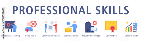 Professional Skills Web Banner  icon vector illustration concept