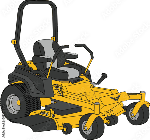 Yellow residential zero turn mower for landscape maintenance equipment.