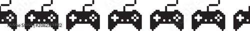 Symmetry pattern of pixelated video game controllers with wired link.