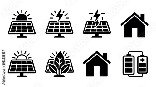 Solar Panels Generating Electricity for Home Energy Storage