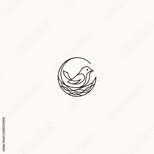 Bird nest logo icon design template vector illustration