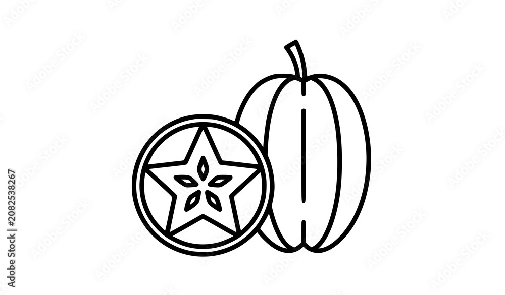 Foto Minimalist Star Fruit Outline Icon Vector Editable Stroke