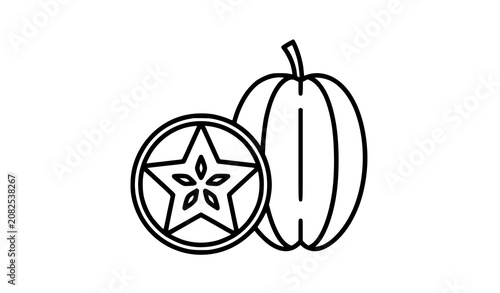 Quadro su tela Minimalist Star Fruit Outline Icon Vector Editable Stroke