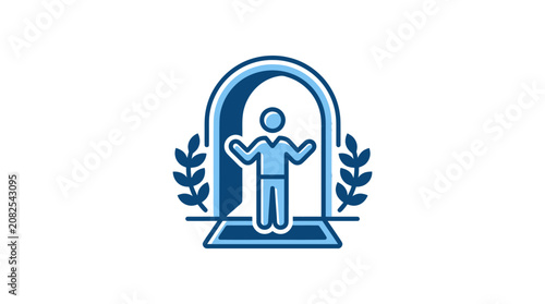 Bilde på lerret Person standing in archway symbol.