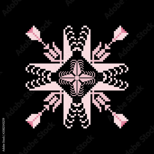 Hand drawn, Traditional ethnic textile motif.
