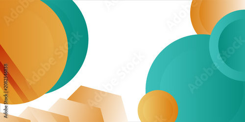 Abstract background with colorful geometric circles and shapes on white. Modern vector illustration for banner, poster, or presentation design.