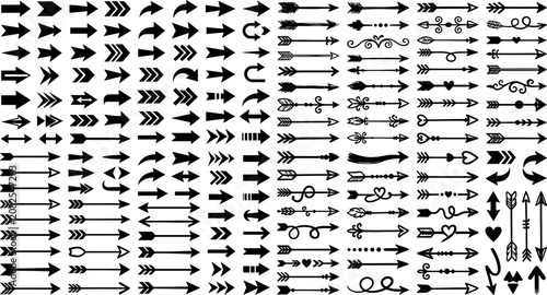 Bild auf Leinwand Mega bundle of black arrow vector silhouettes featuring tribal hipster pointers