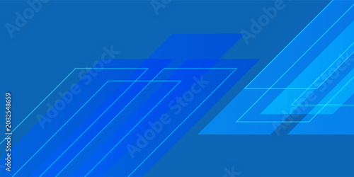 Abstract blue geometric background with overlapping transparent diagonal shapes and lines for modern tech design.
