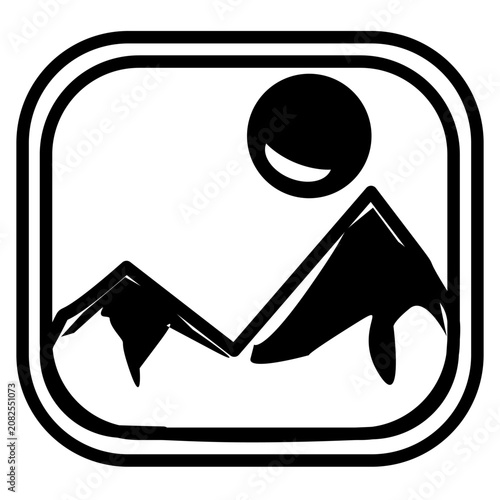 Minimalist black and white mountain icon vector graphic. Perfect digital asset for logo design, app UI, nature branding, and modern outdoor adventure illustration.