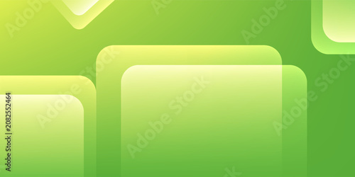 Abstract green background with dynamic overlapping rounded square shapes.