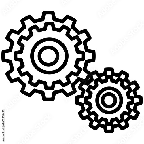 Minimalist black and white gear icon vector. Perfect SEO cogwheel illustration for engineering, industry, and teamwork concepts.