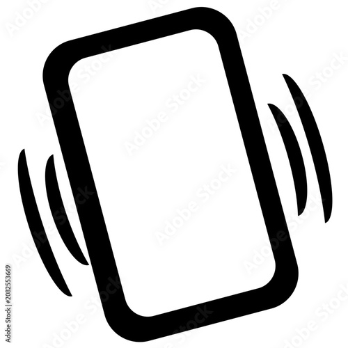 Vibrating smartphone icon vector. Black and white ringing mobile phone clip art, perfect for app UI, web design, and digital notifications.