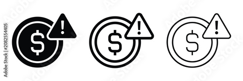 Schilderij op canvas Financial alert icon silhouette vector outline and line art