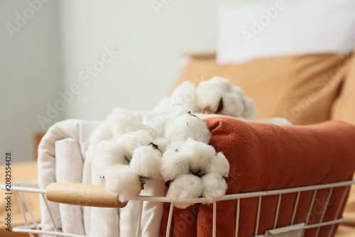 Basket with cotton flowers ...