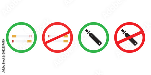 Fotografie NO SMOKING, NO VAPING combined sign. Printable sticker. Vector.