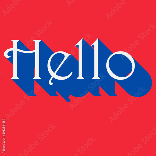 HELLO card. Hand drawn positive quote. Modern brush calligraphy. Isolated on rose red background