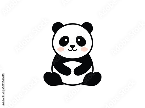 Cute cartoon panda illustration with blushing cheeks.