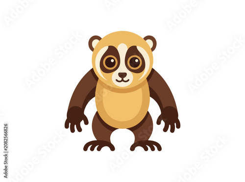 Cute cartoon slow loris primate illustration on white background.