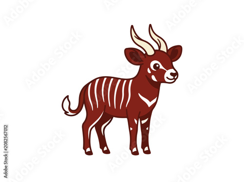 Cute hand drawn illustration of a baby bongo antelope.