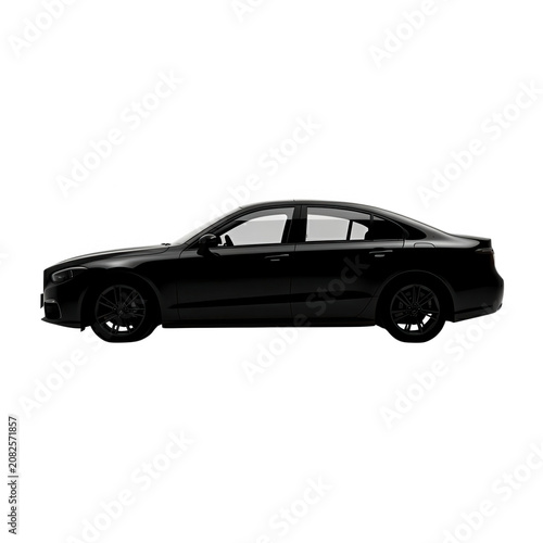 Black Sedan Side Profile Transparent Background
