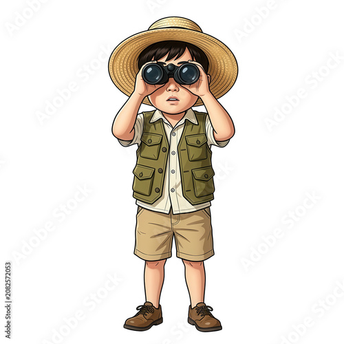 Boy Scout with Binoculars Transparent Background