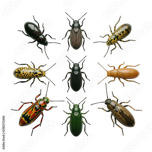 Nine Insects Isolated on Transparent Background