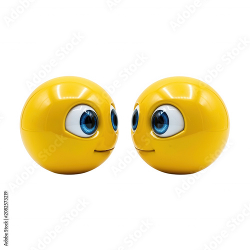 Two Yellow Emoji Faces Isolated Transparent Background