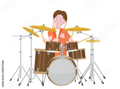 ドラムを演奏しているイラスト素材