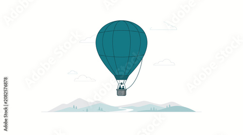 Cuadro en lienzo Teal hot air balloon soaring high.