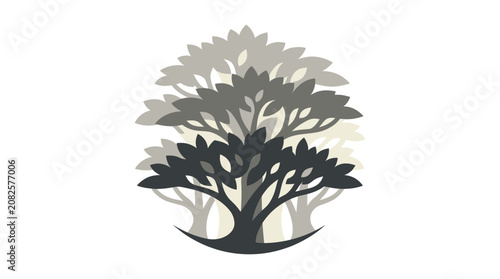 Tree Silhouette Gradient Color Illustration.