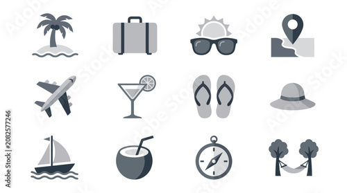 Vacation Travel Icons and Symbols.