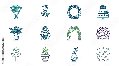 Various Floral and Wedding Icons.