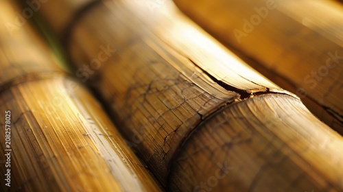 Aged bamboo split crack close up