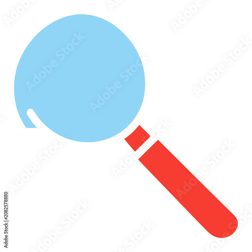 Flat magnifying glass icon with red handle