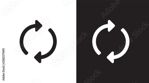 Black and white arrows rotate in circular motion on contrasting backgrounds